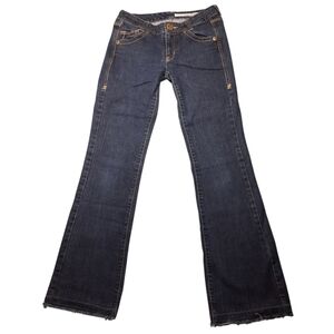 DKNY Low Rise Raw Hem Boot Cut Blue Jeans SZ 7R